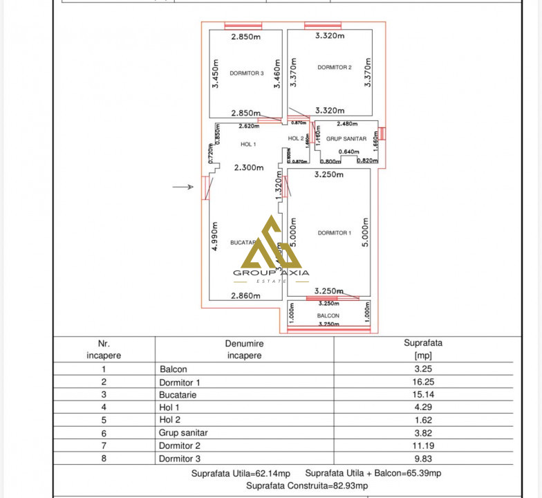 3 camere, 63 mp, balcon, etaj 1, Zorilor, str. Pasteur