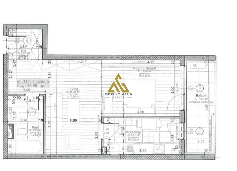 Vanzare Apartament 1 camera cu nisa de dormit, Scala Frunzisului