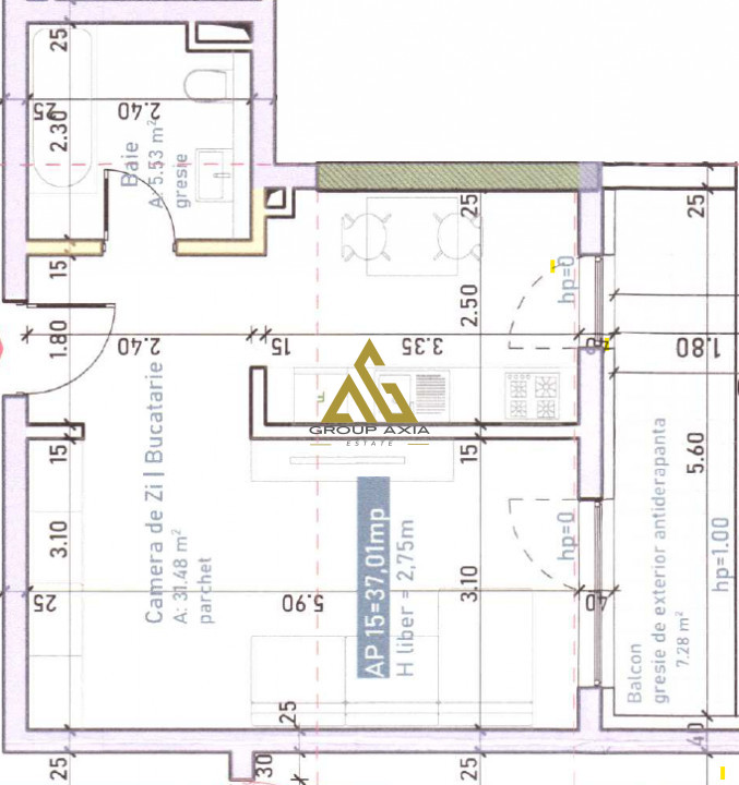 Studio, bloc nou, 37 mp, finisat, zona Fabricii, etaj 4 din 6