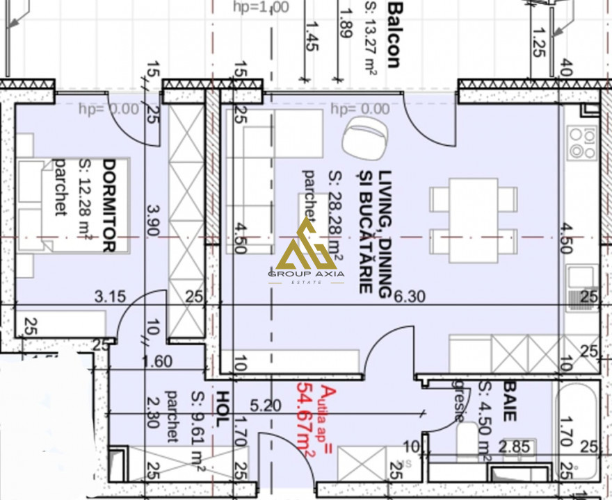 Apartament 2 camere 55 mp, etaj 1, terasa de 13 mp Iulius Mall