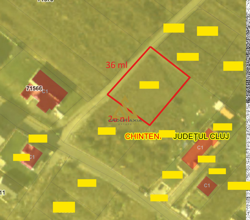 Teren in Chinteni, Muntii Oasului, 1000 mp, front de 36 ml